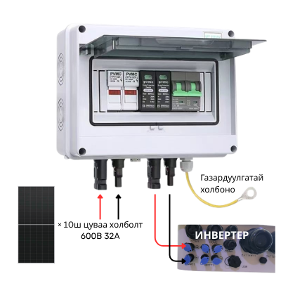 PV combiner box 1 input 1 output